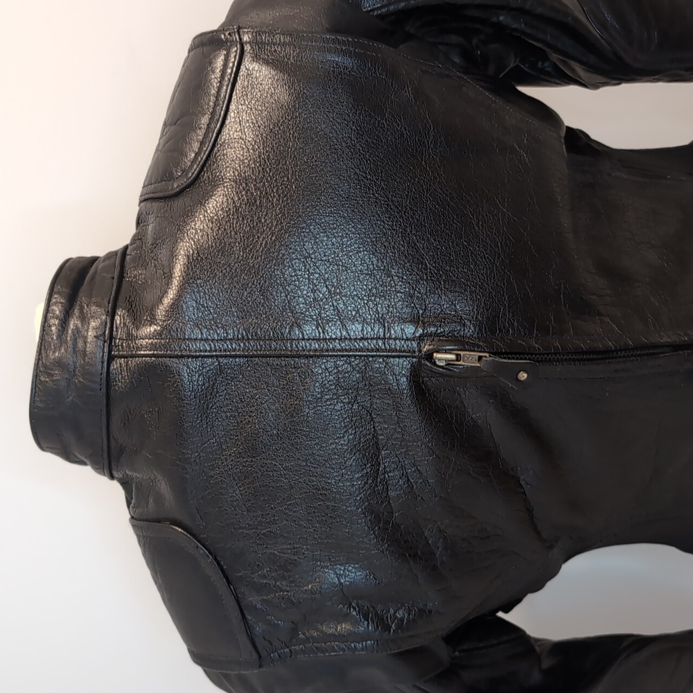 Screaming Eagle Motorcycle Biker Black Leather Jacket - Picture 7 of 16